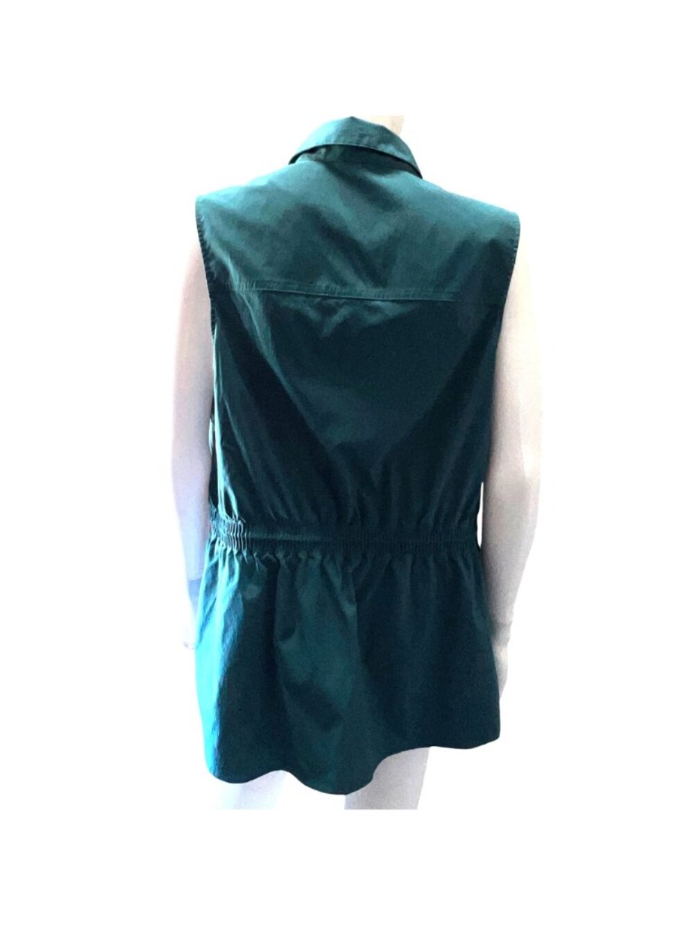 Athleta Levitate Poplin Tank Womens 1X Teal Lightweight Drawstring Sleeveless - Picture 2 of 8
